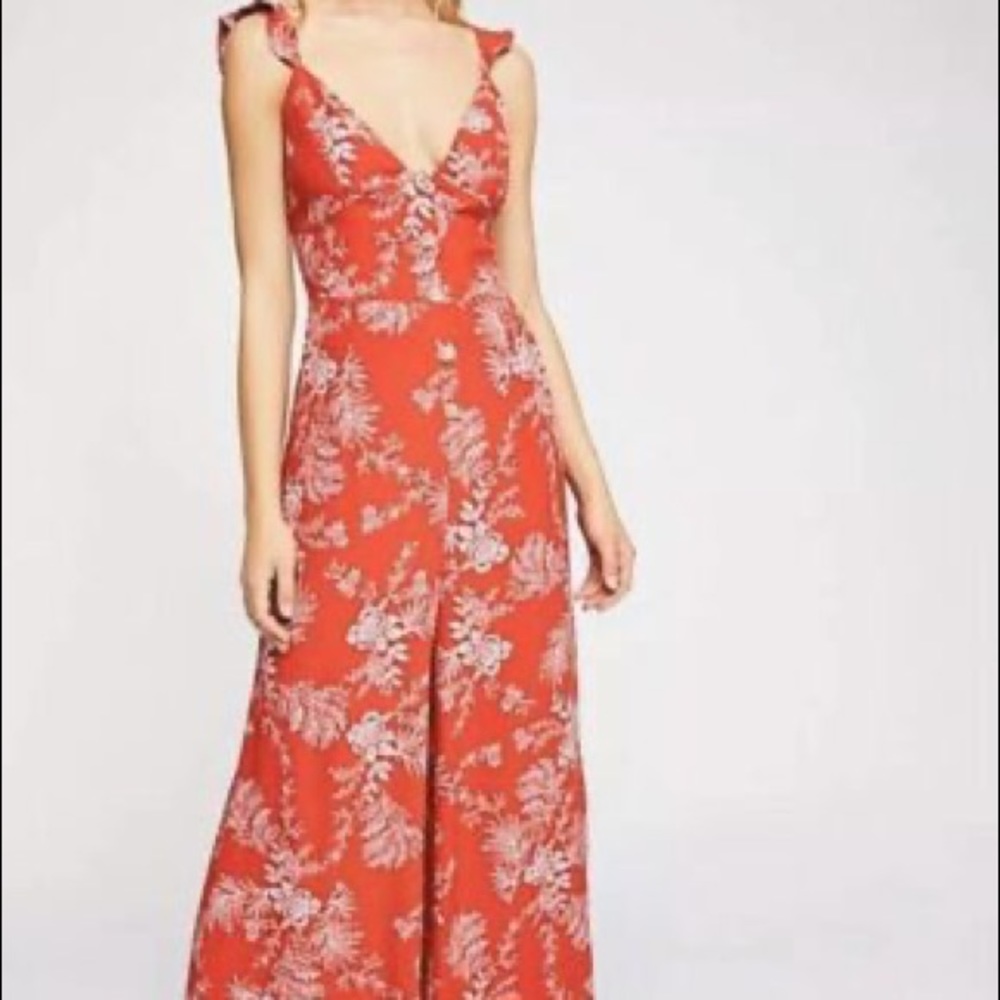 NWOT Free people red floral Aloha jumpsuit